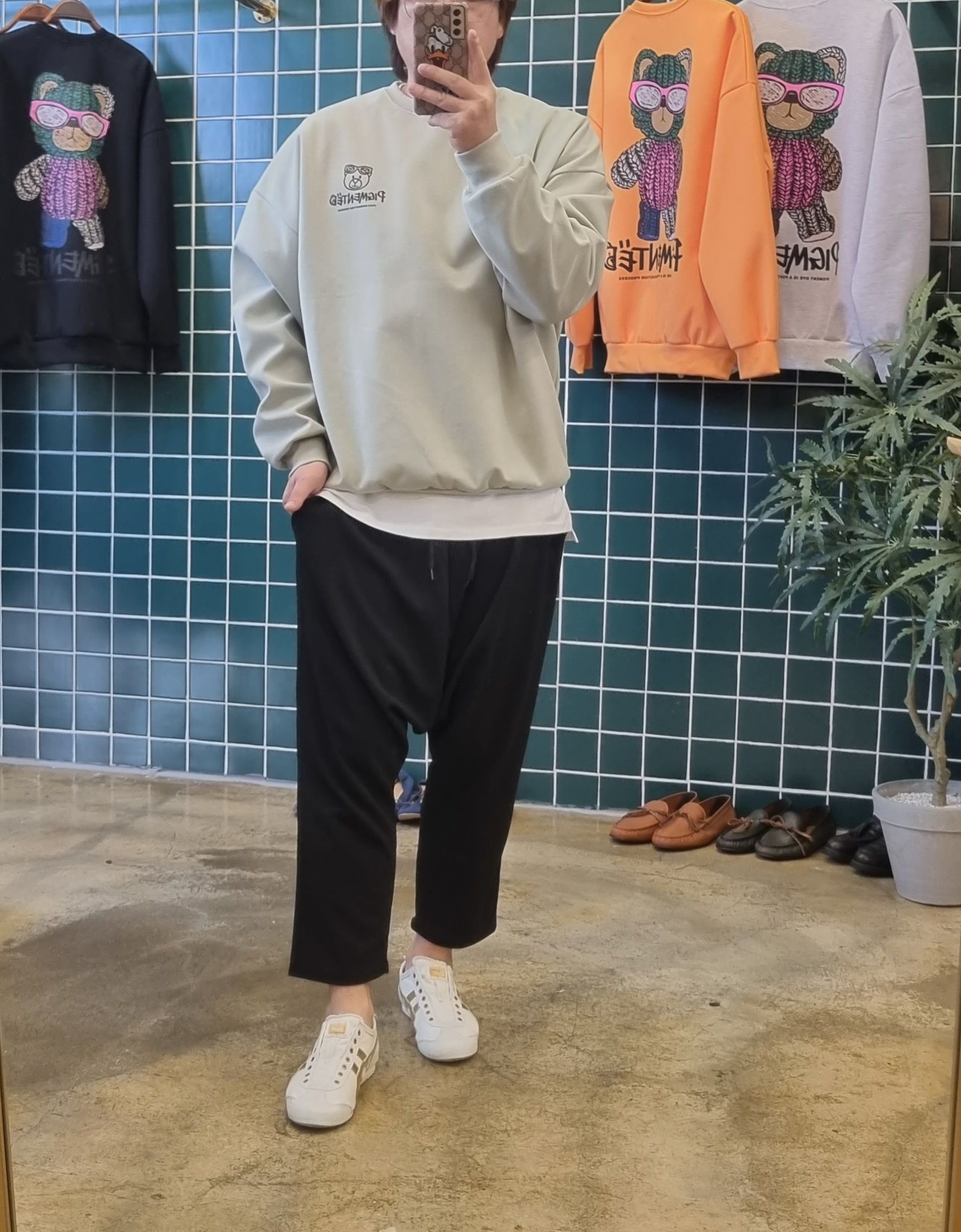 (남여공용)3컬러 몸빼 스판 배기바지 이미지 4