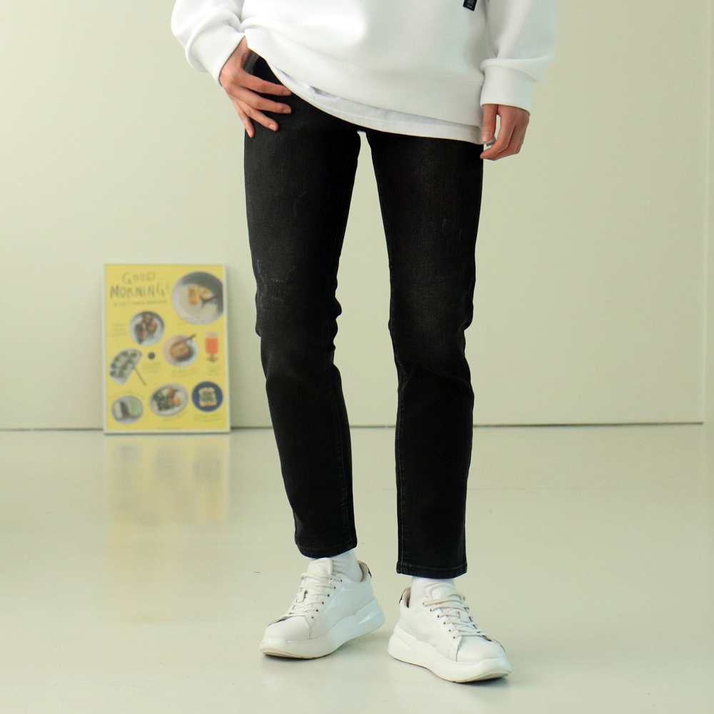 1+1 남자청바지 9부 10부 밴딩 청바지