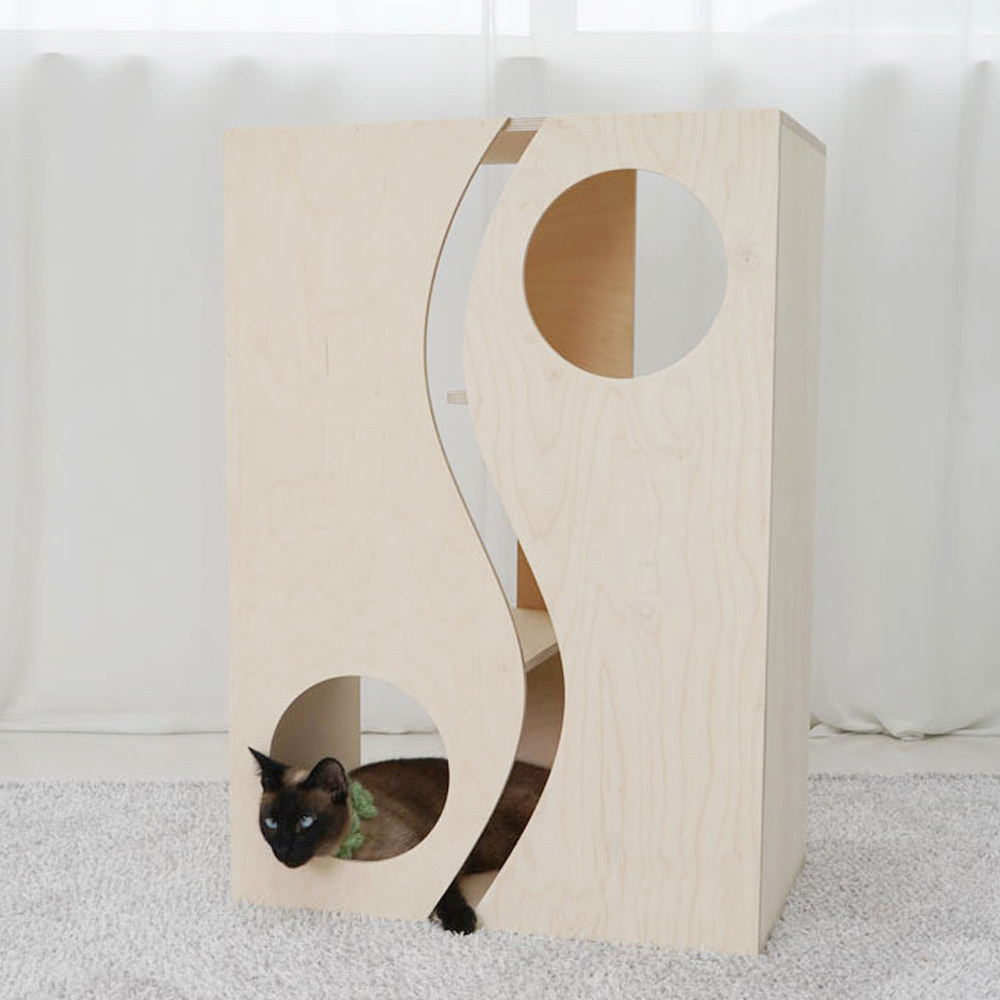 개과천선 감성 퍼니 우드 캣 타워 고양이 원목 튼튼한 집