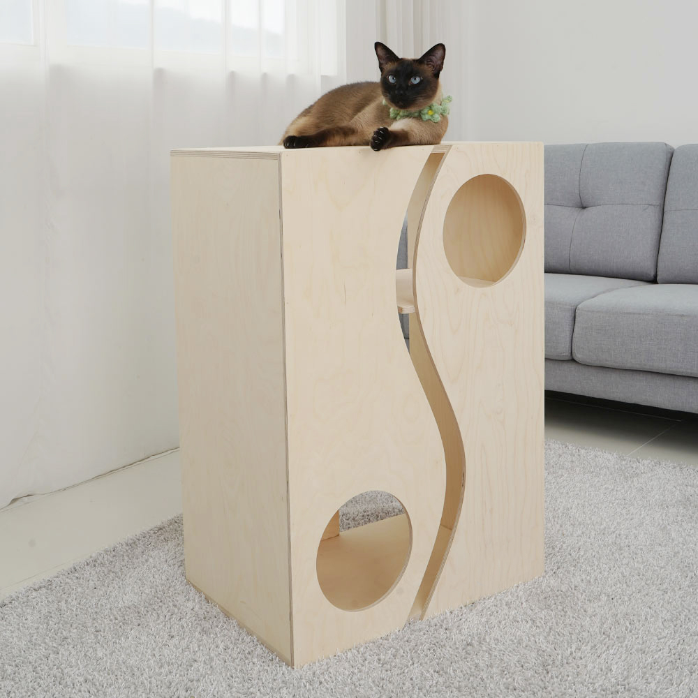 개과천선 감성 퍼니 우드 캣 타워 고양이 원목 튼튼한 집