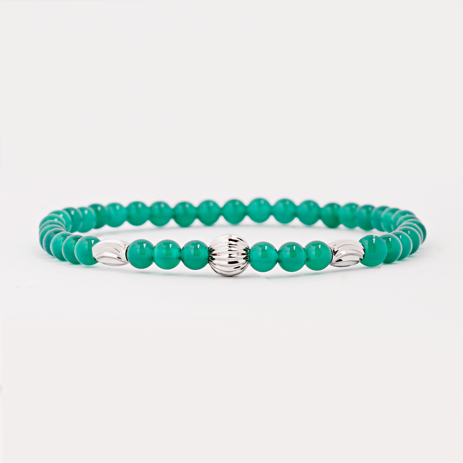 델릭서 얇은 그린 아게이트 천연석 팔찌-유기견 후원 기부 은 남자 여자 학생 우정 커플 - 상세 이미지 2