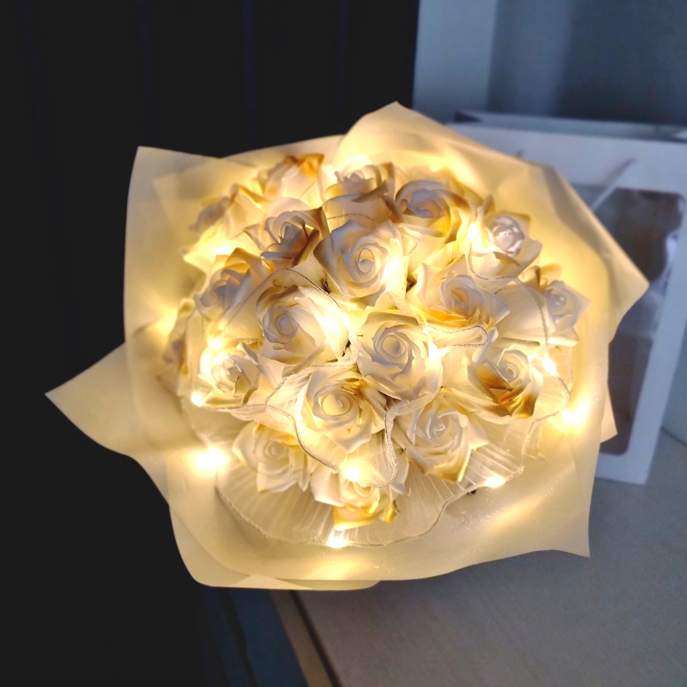 비누꽃 꽃다발 졸업식 기념일 꽃선물 LED 장미꽃다발 - 상세 이미지 3