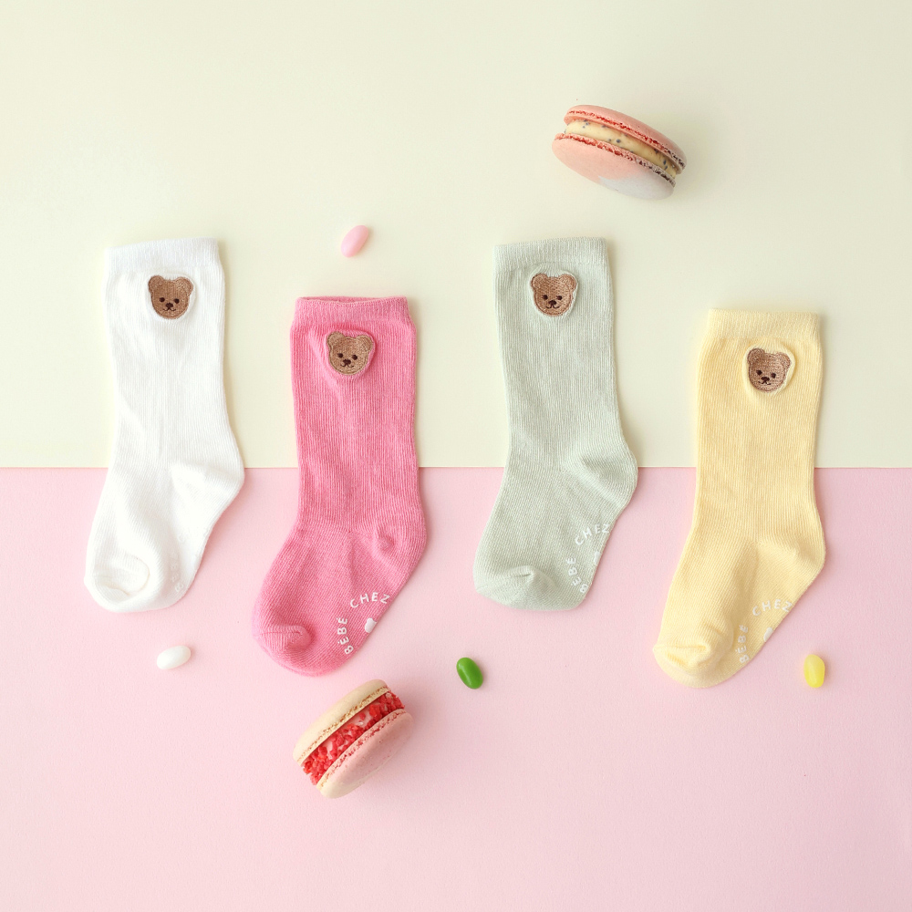 선물세트 1+1 유아양말 4P 미끄럼방지 마카롱 비비드 파스텔 - 상세 이미지 2
