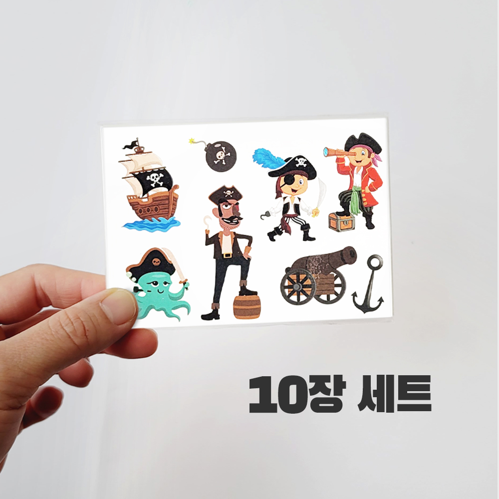 니즈엘 KC 어린이 타투스티커 남아 아동 키즈 할로윈 판박이 행사 C해적(10장) - 상세 이미지 3