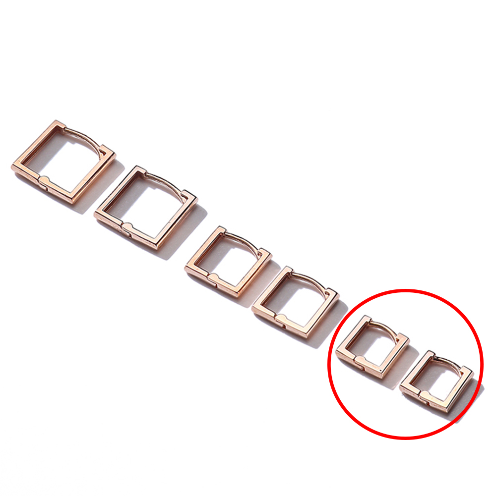 14미니귀걸이 14케이 18K 여자 명품 데일리 귀고리 사각 미니 원터치 금 링 귀걸이 - 상품 이미지