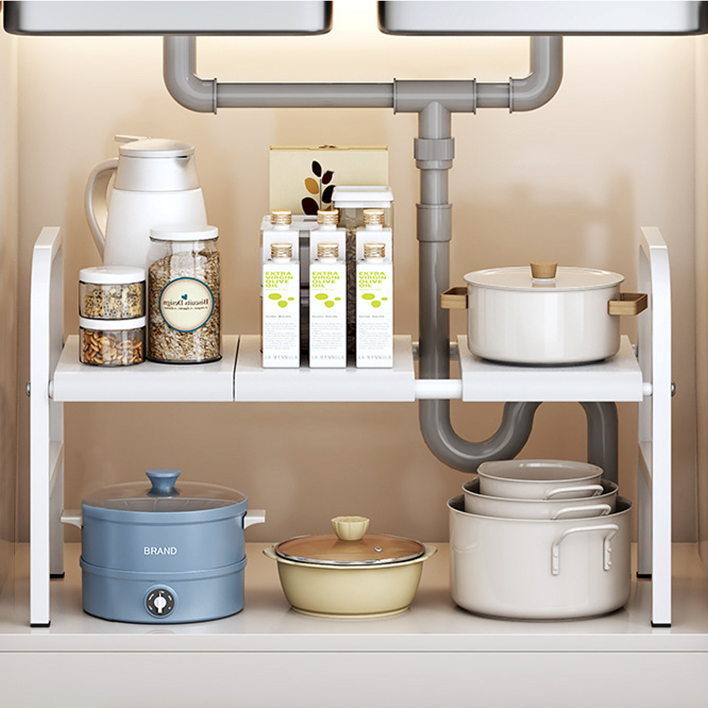길이조절 주방선반 싱크대 정리 주방 하부장 수납 양념통 1단
