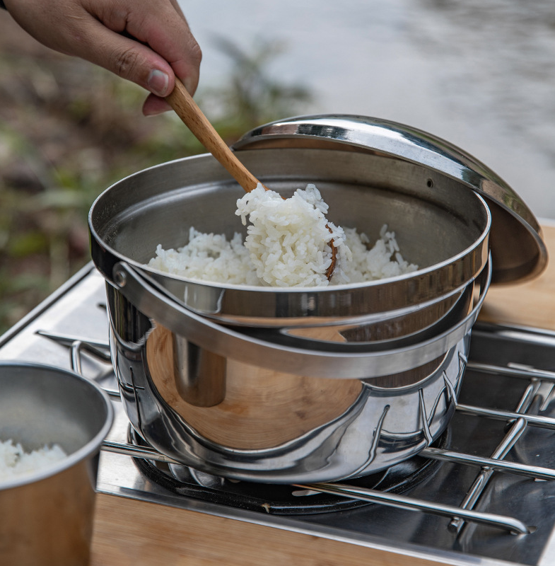 캠핑문 통3중 스테인리스 인덕션 냄비 코펠 21cm 3L CC-21