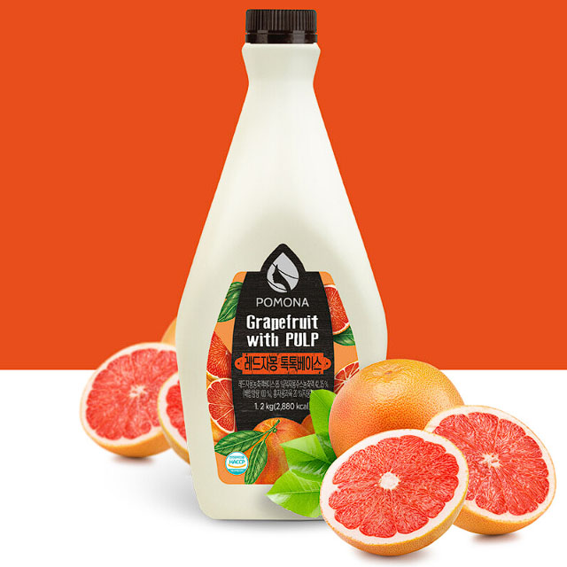 포모나 톡톡베이스 레드자몽에이드 1.2kg 카페음료베이스+행주지원 - 상품 이미지