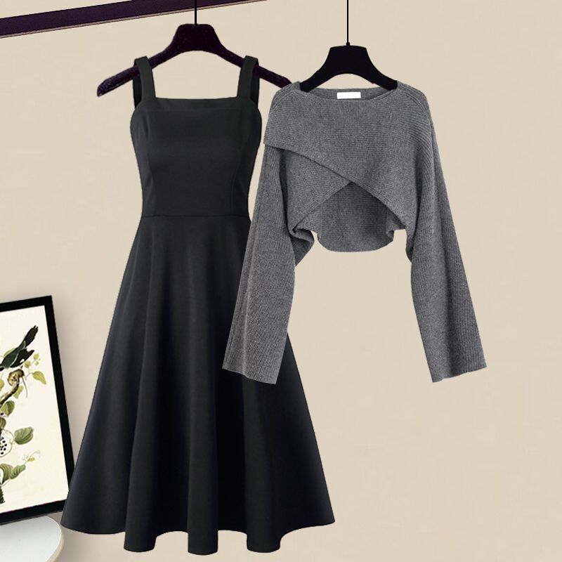 여성 브이넥니트 원피스 투피스세트 라비즈그레이 빅사이즈 투피스세트 [항공특배] 웨일쓰