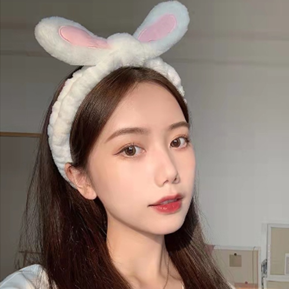 토끼 세안 헤어 머리 밴드 극세사 [4종 샤워 세수 머리띠 헤어밴드 캐릭터 세안용 세면] - 상품 이미지