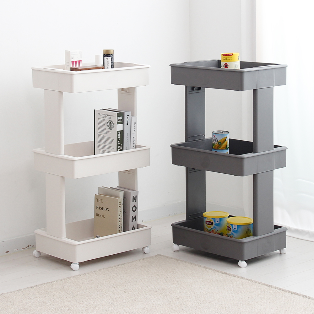 프리미엄 이동식 틈새 수납 선반 트롤리 3단