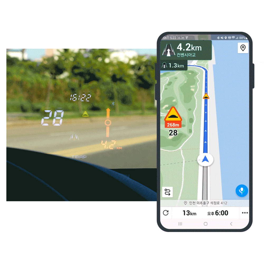 한문철 티맵 HUD 장착매립용 DCDC_converter 케이블 TMAP T900 안드로이드오토 연동가능 이미지 8
