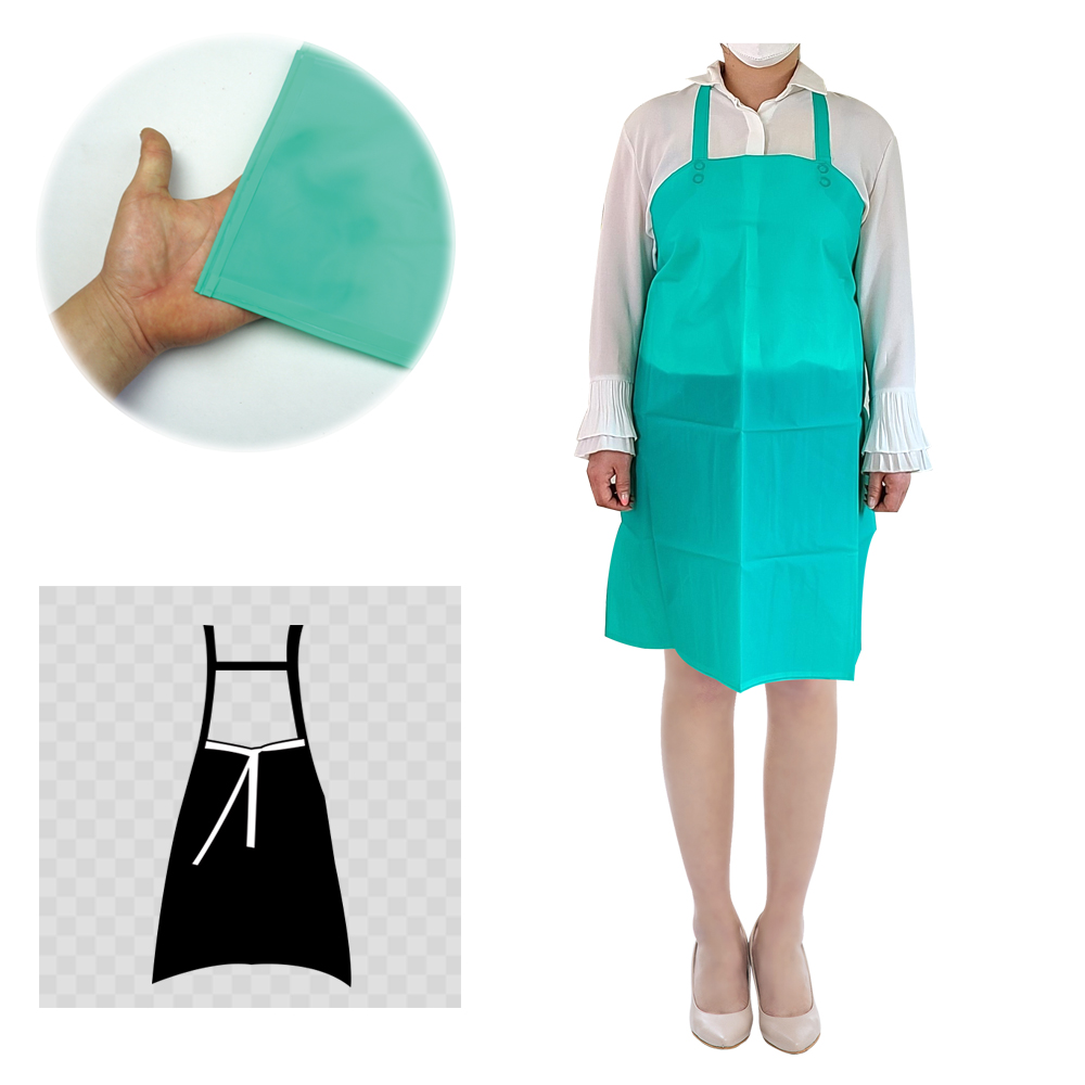 식당 주방 업소용 우레탄 양면 방수 앞치마 pu 목형 백색 중