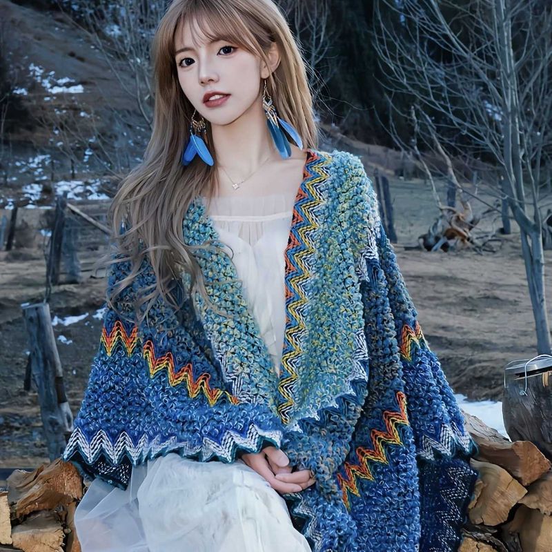 여성 롱가디건 케이블 노르딕 니트 숄 골지 브이넥 꽈배기 이미지 2