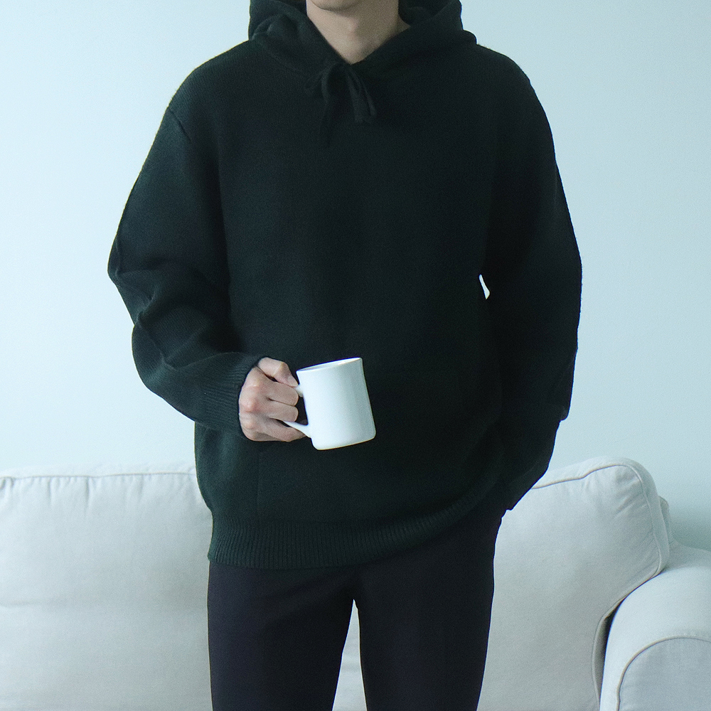 남자니트 남성캐시미어니트 오버핏 모자큰 남자후드티 이미지 2