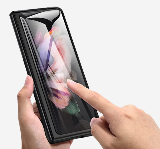 가죽 케이스 범퍼 스트랩 풀커버 전면 강화유리 필름 보호 카메라 폴더 화이트, 갤럭시Z 폴드3 - 상세 이미지 2