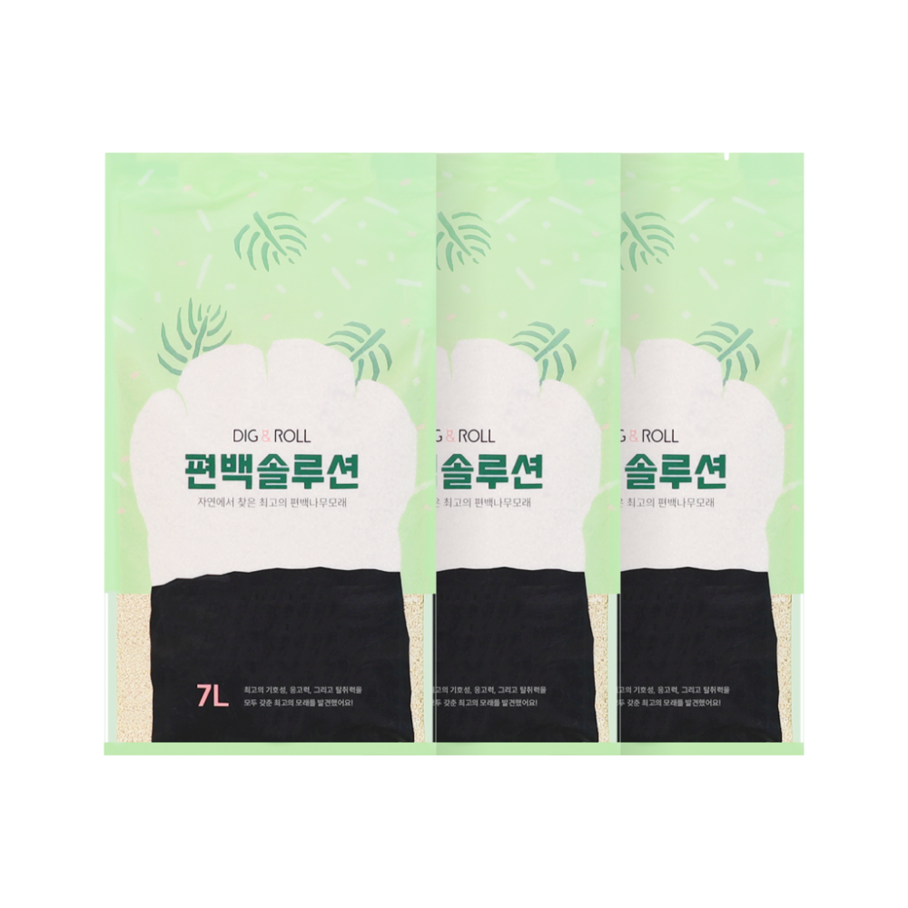 디그앤롤 고양이모래 핑크젤리 편백솔루션 7L 3개 편백나무모래
