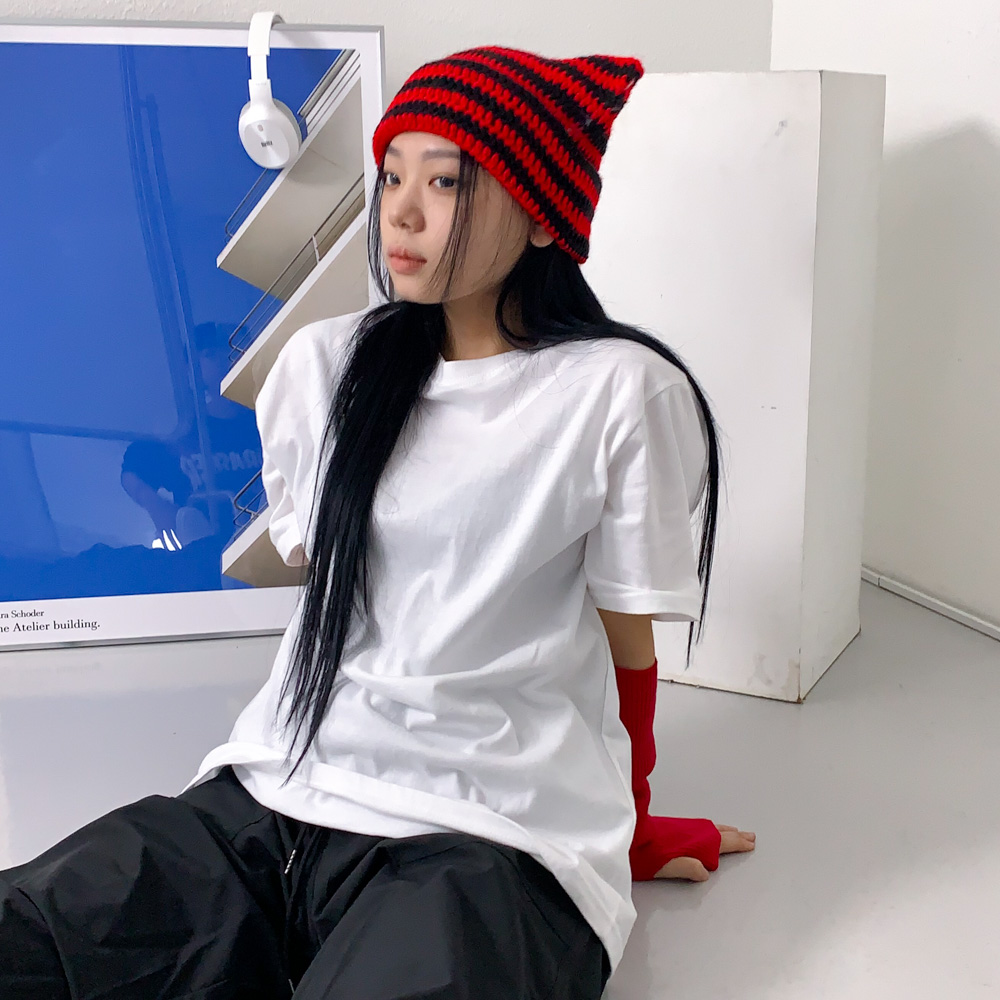 [틱톡유행/팬싸템] 배디 캣츠 스트라이프 줄무늬 니트 고양이귀 비니 모자 8color 상세 이미지 38