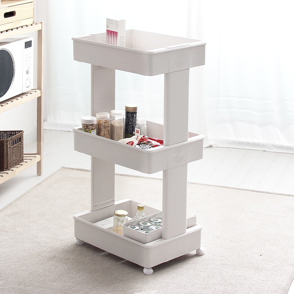 올리빙 이동식 트롤리 수납 주방 식당 카트 왜건 웨건 2단