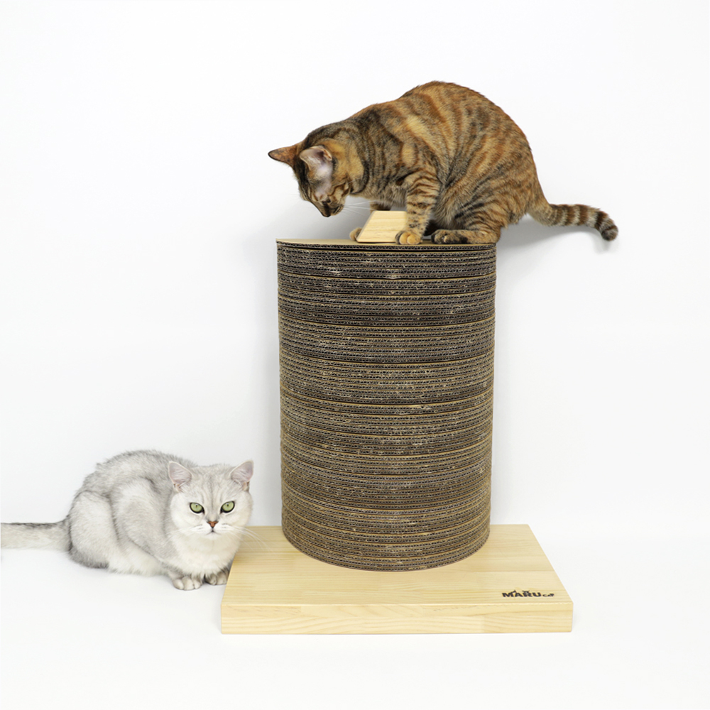 [리필용] 마루캣 초대형 고양이 수직 스크래쳐 우드 반원형 리필, 100cm