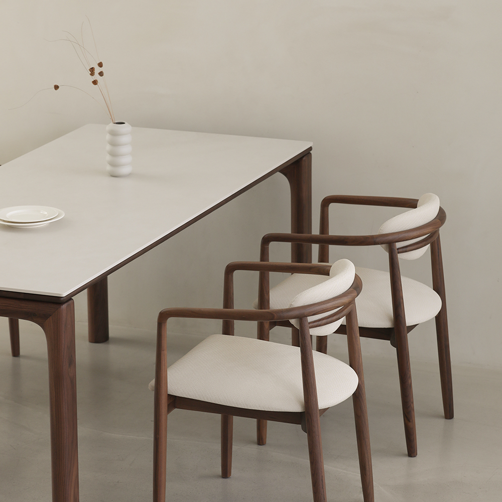 라미에스 안톤 월넛 호두나무 포세린 세라믹 식탁세트 4인용 1400 의자2 벤치