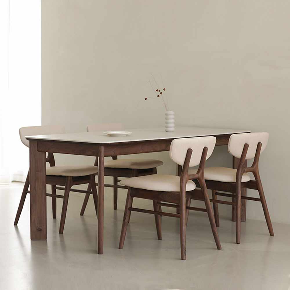 라미에스 오스비 월넛 호두나무 포세린 세라믹 식탁세트 4인용 1400 의자2 벤치