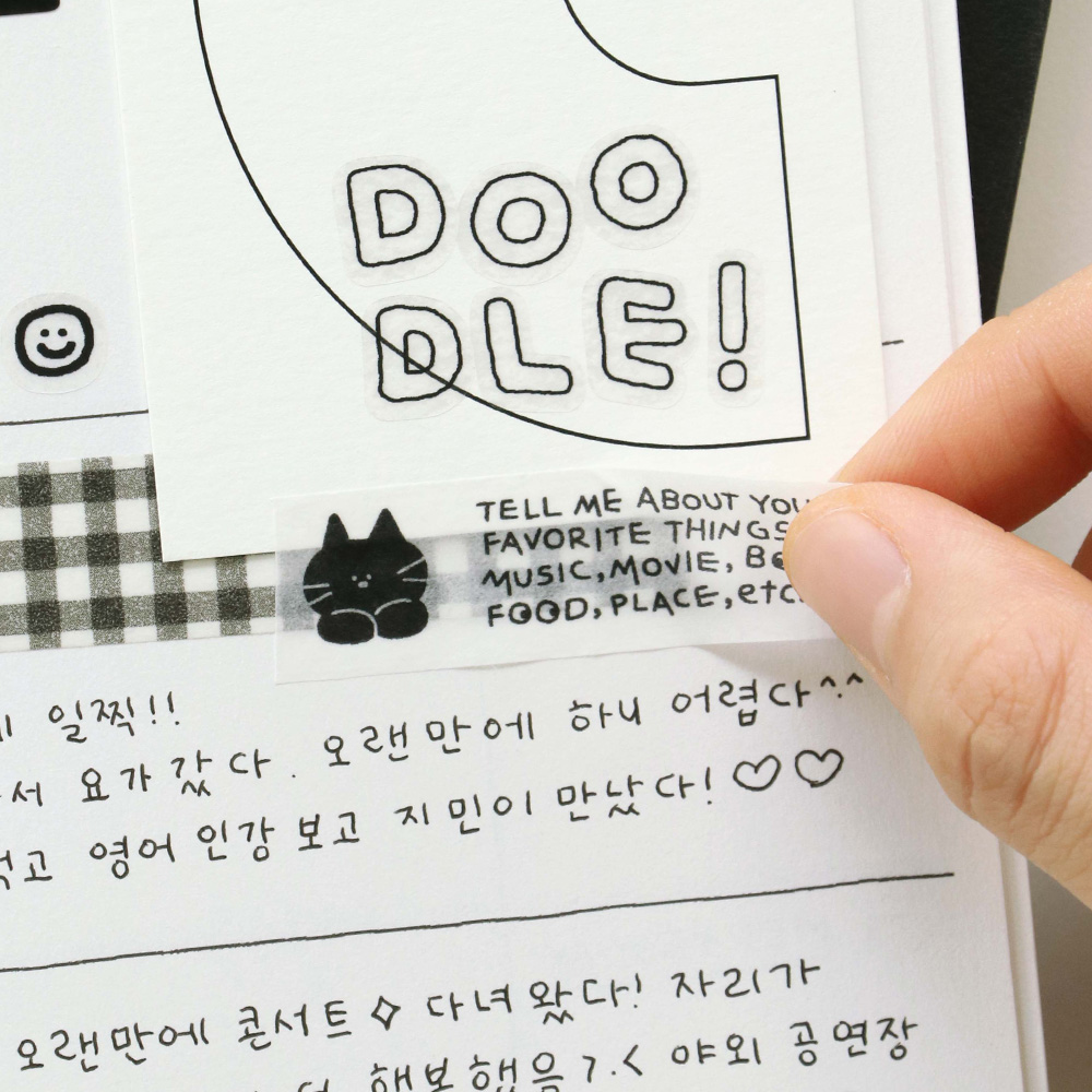 아이코닉 두들 마스킹 테이프 (다이어리 마테 다꾸 스티커 폴꾸 데코 스꾸 귀여운) 123 - 상세 이미지 5