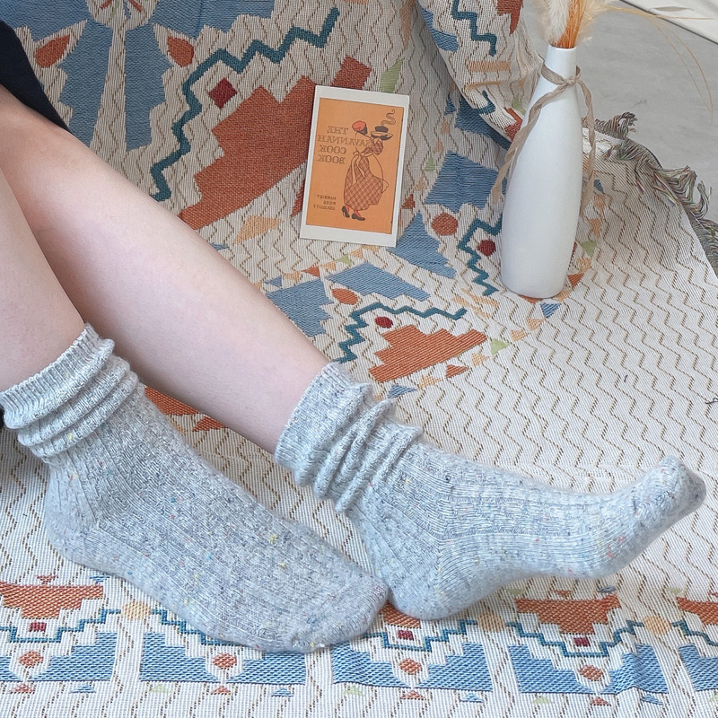 겨울양말 따뜻한 장목 골지 긴목 여성 무지 학생 울니트 기모 쿠션 롱삭스  두꺼운 무압박