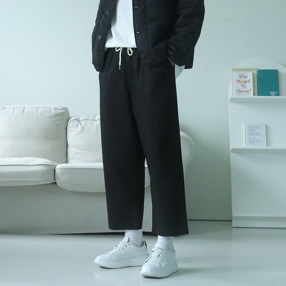 1+1 남자와이드팬츠 밴딩 통큰바지 남성바지 이미지 2