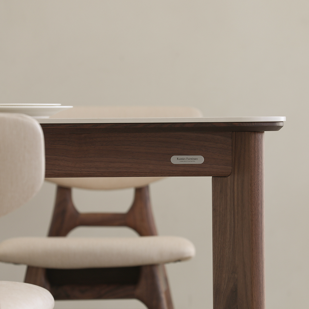 라미에스 오스비 월넛 호두나무 포세린 세라믹 식탁세트 4인용 1400 의자2 벤치