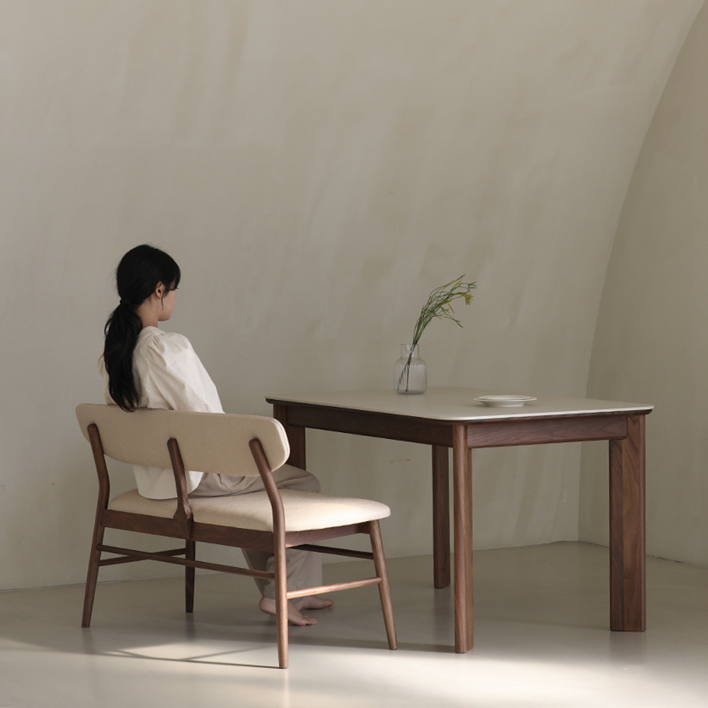 라미에스 오스비 월넛 호두나무 포세린 세라믹 식탁세트 4인용 1400 의자2 벤치