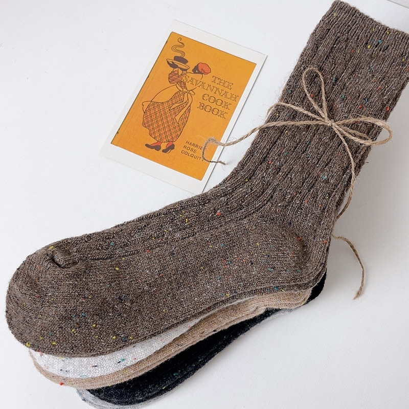 겨울양말 따뜻한 장목 골지 긴목 여성 무지 학생 울니트 기모 쿠션 롱삭스  두꺼운 무압박