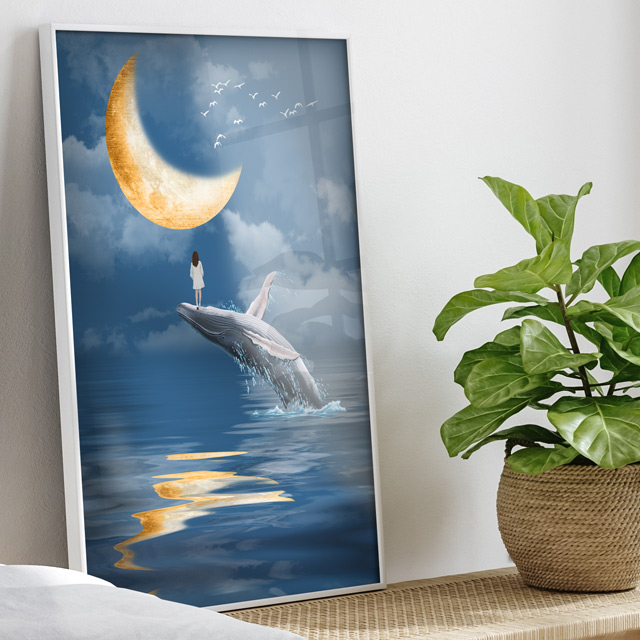 고래그림 일러스트 돈들어오는 침실 거실 대형 벽 인테리어 액자 감성 고래이야기 이미지 6
