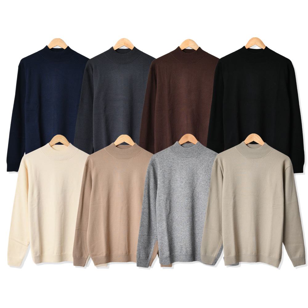 남자니트 남성 반목니트 가을 겨울 워셔블 라운드 반폴라 긴팔