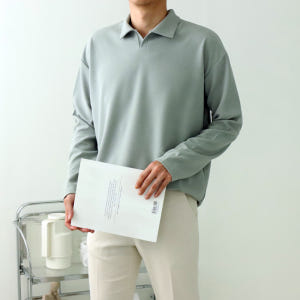 남자긴팔티 오버핏 구김없는 헨리넥 남자카라티 착용 후기 | 사이즈/핏 총정리 - 상품 이미지 3