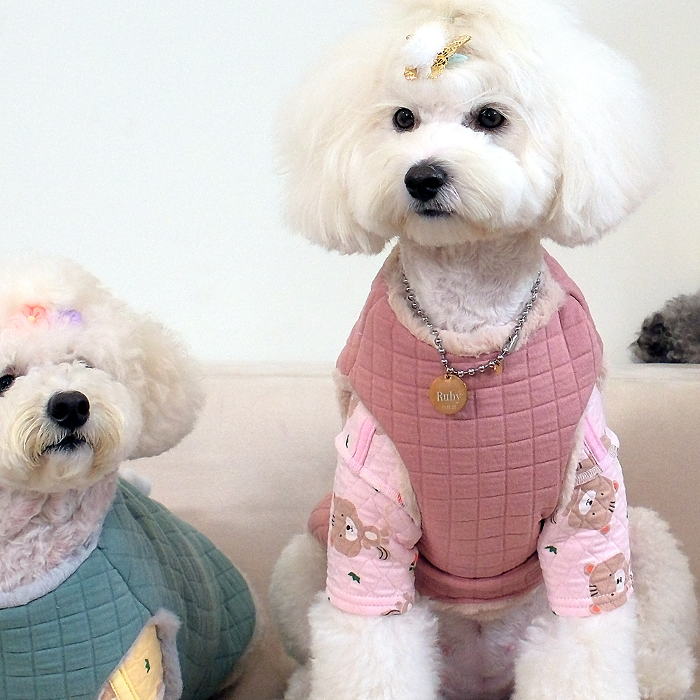 강아지옷 오가닉 실내복 겨울 외출복 카인드인디핑크양면퍼 XS