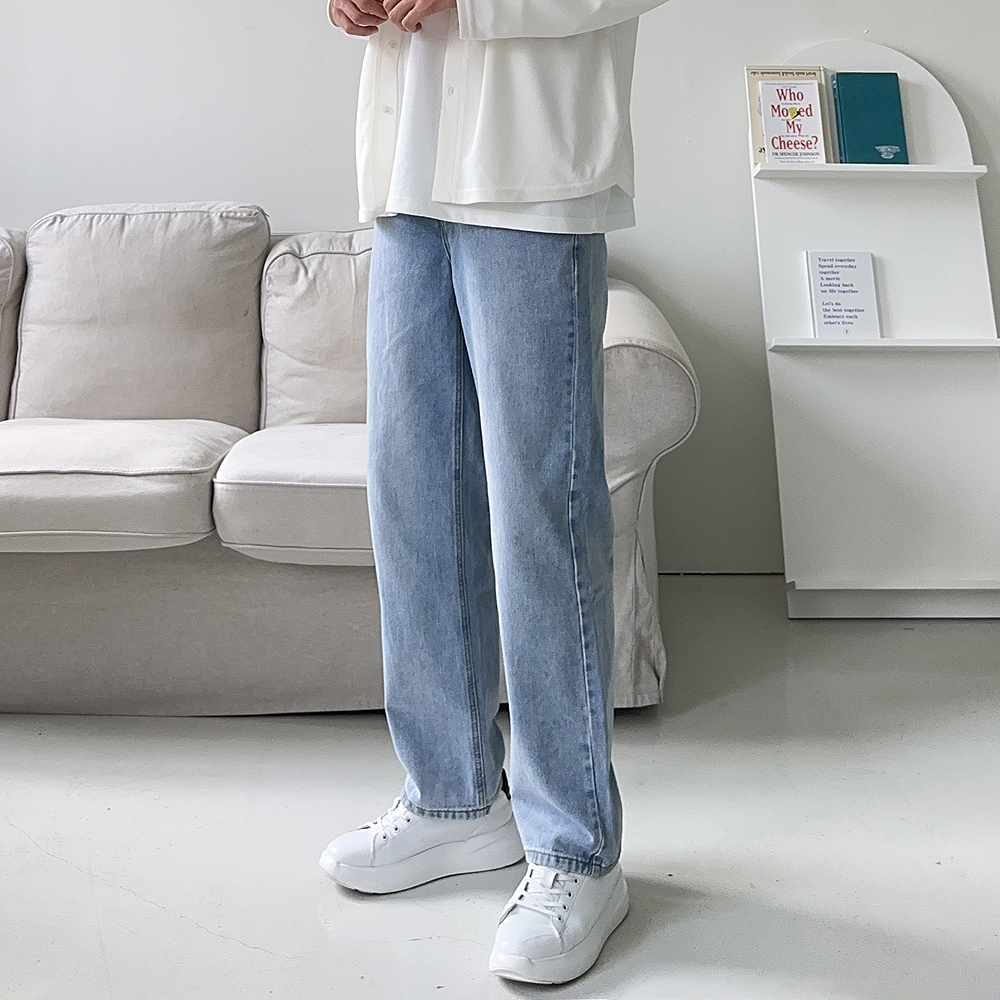 남자청바지 밴딩 빅사이즈 통큰바지 남자와이드팬츠