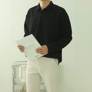 남자카라티셔츠 오버핏 헨리넥 빅사이즈 남자긴팔티 착용 후기 | 사이즈/핏 총정리 - 상품 이미지 3