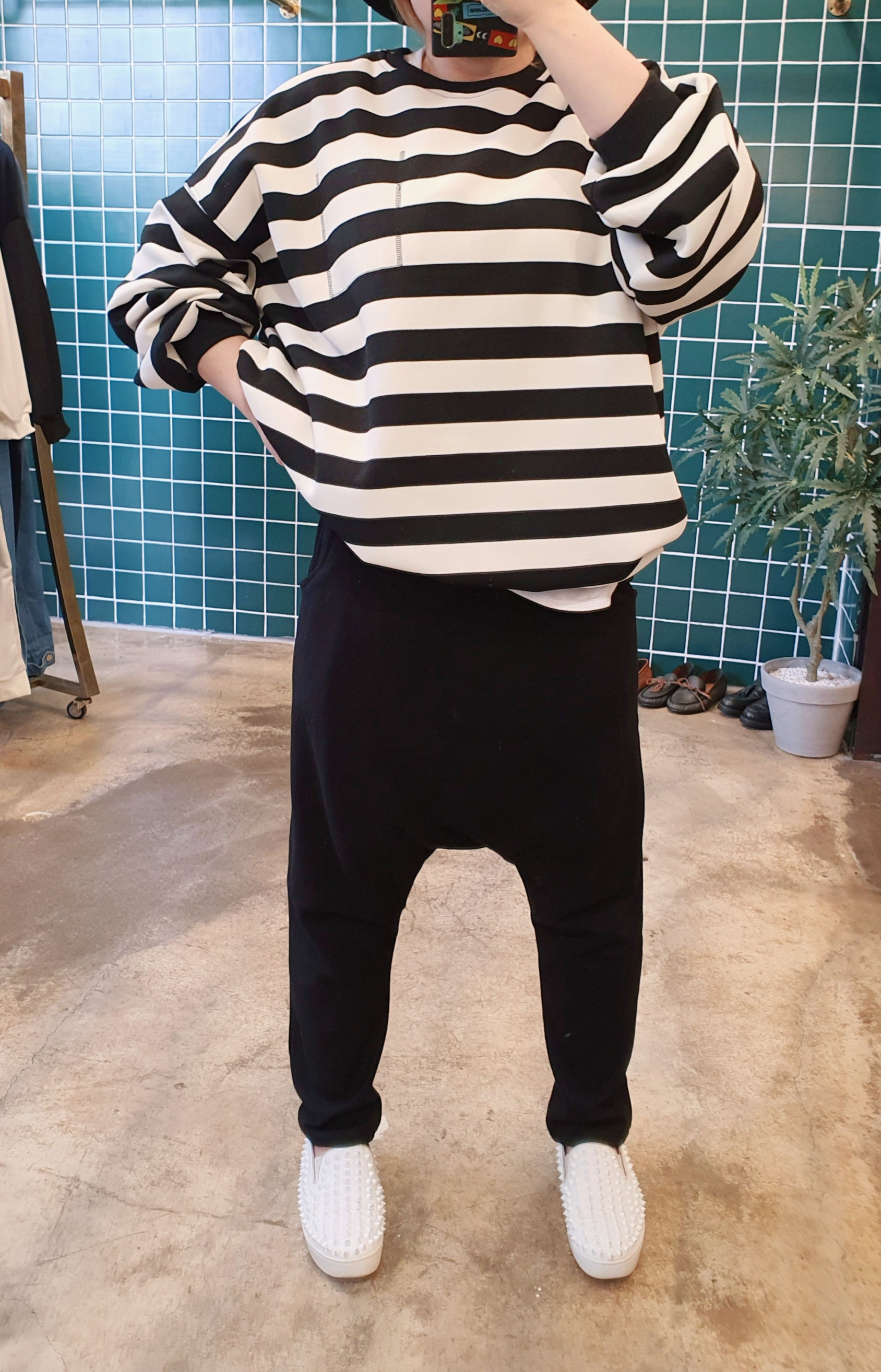 남여공용 절개 가을 면 배기바지 - 상세 이미지 5