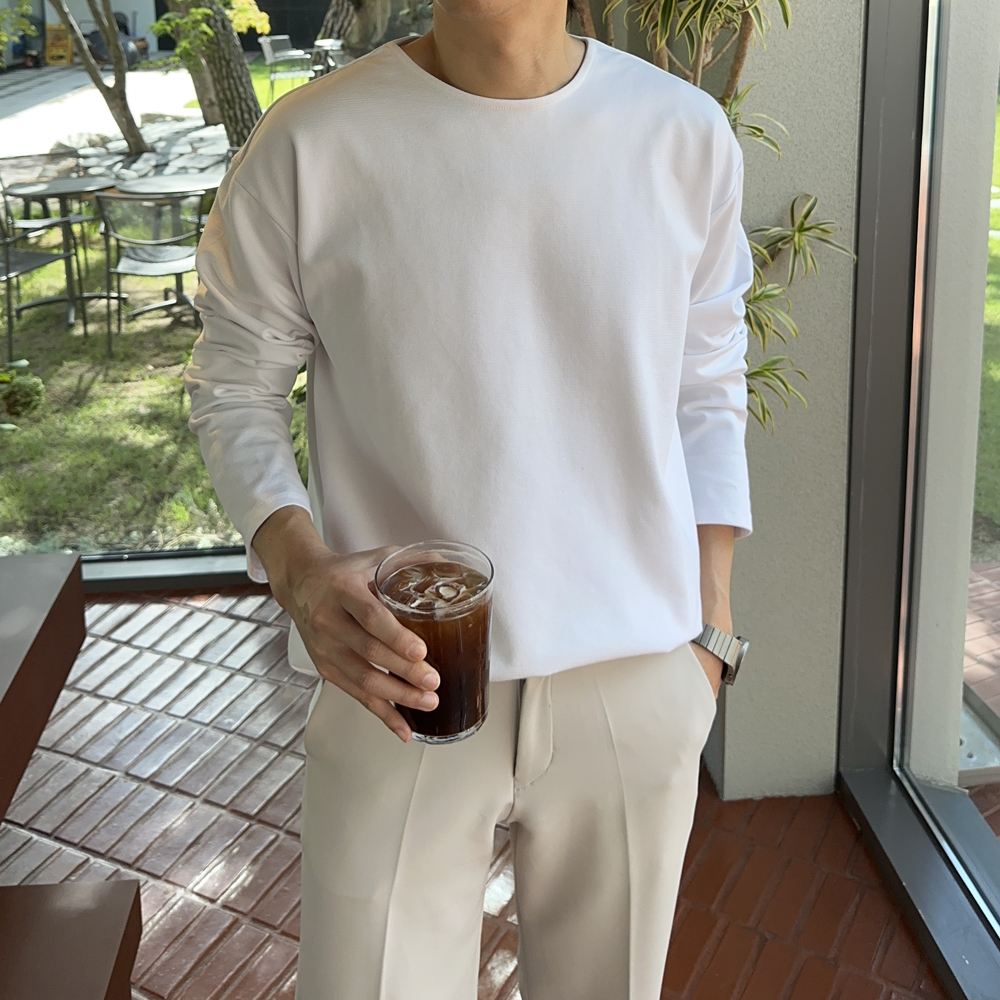 남자긴팔티 보트넥 레이어드 이너 티셔츠 - 상세 이미지 2