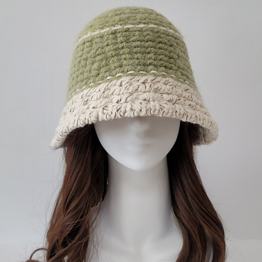 여성 니트모자 겨울 울 동백이 산책 알파카 털 벙거지 모자 버킷햇