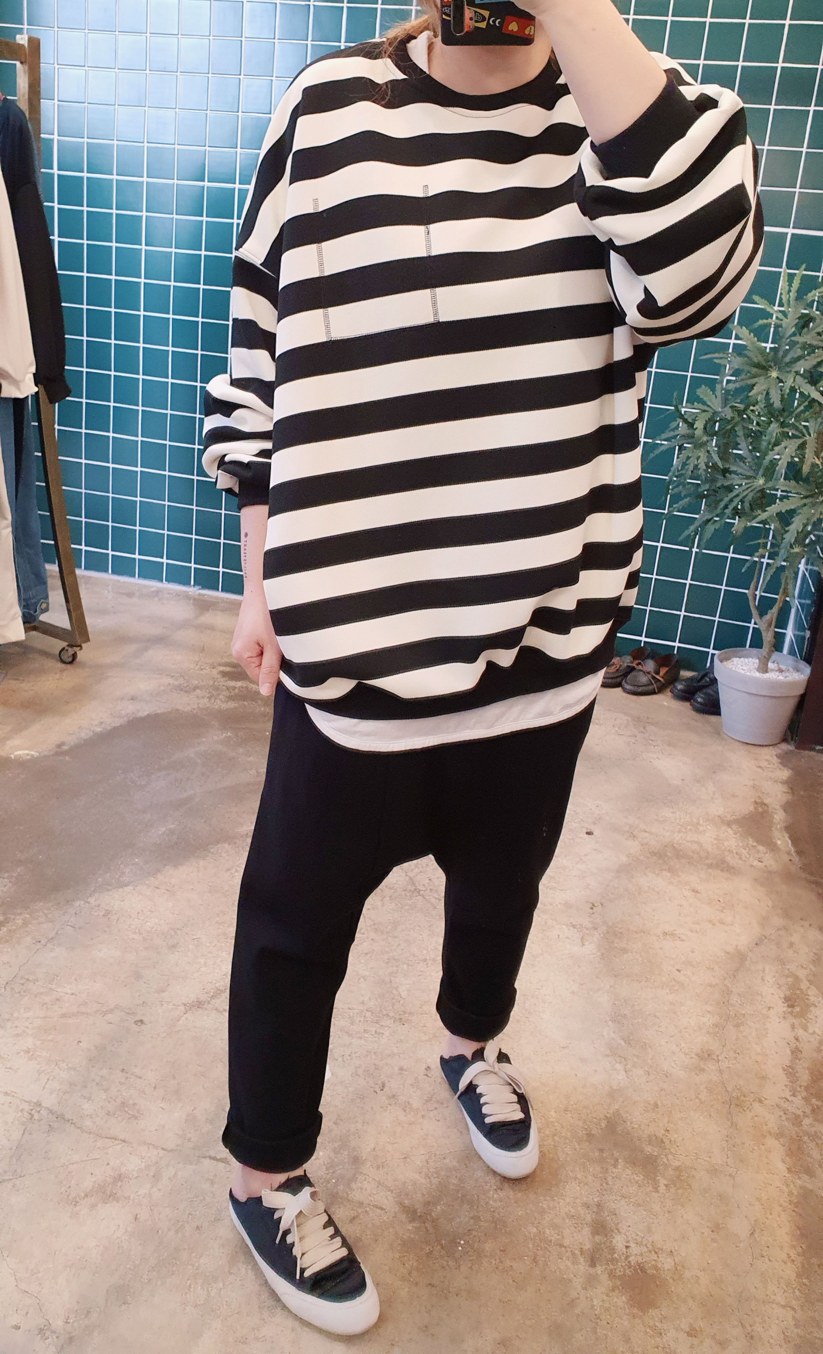 남여공용 절개 가을 면 배기바지 - 상세 이미지 3