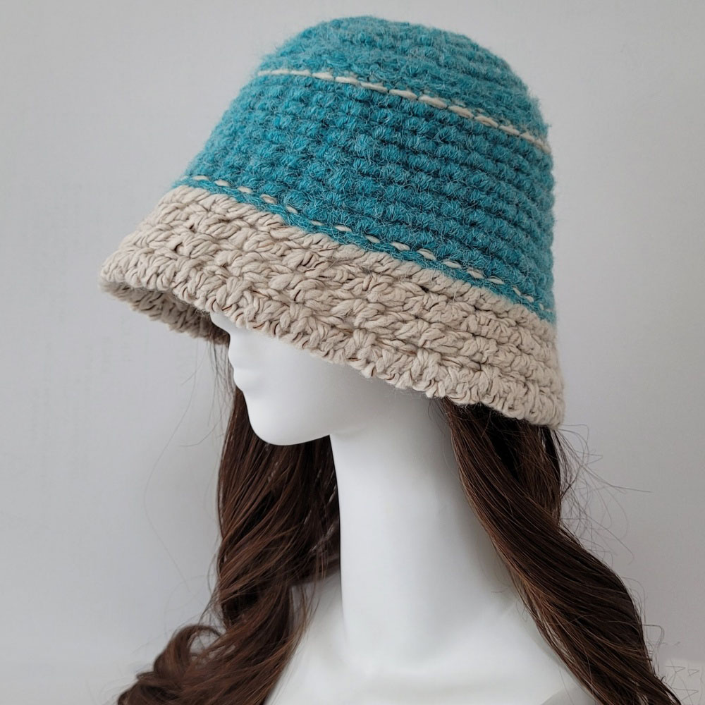 여성 니트모자 겨울 울 동백이 산책 알파카 털 벙거지 모자 버킷햇