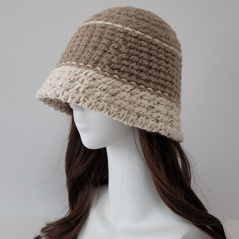 여성 니트모자 겨울 울 동백이 산책 알파카 털 벙거지 모자 버킷햇