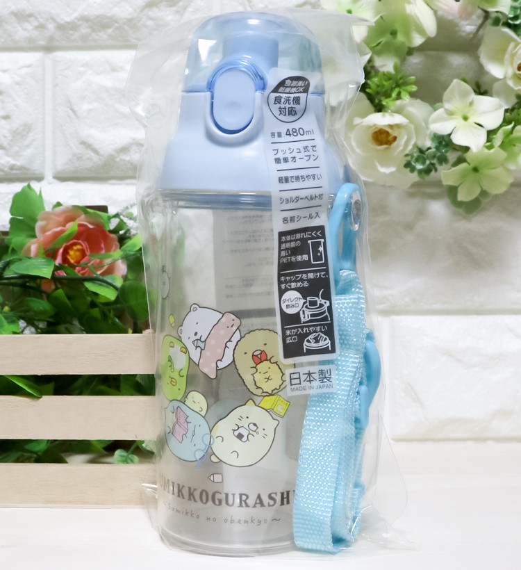 스케이터 스밋코구라시 캐릭터 식기세척기 대응 드링킹 타입 원푸쉬 클리어 보틀 480ml PSB5TR - 하카타몰