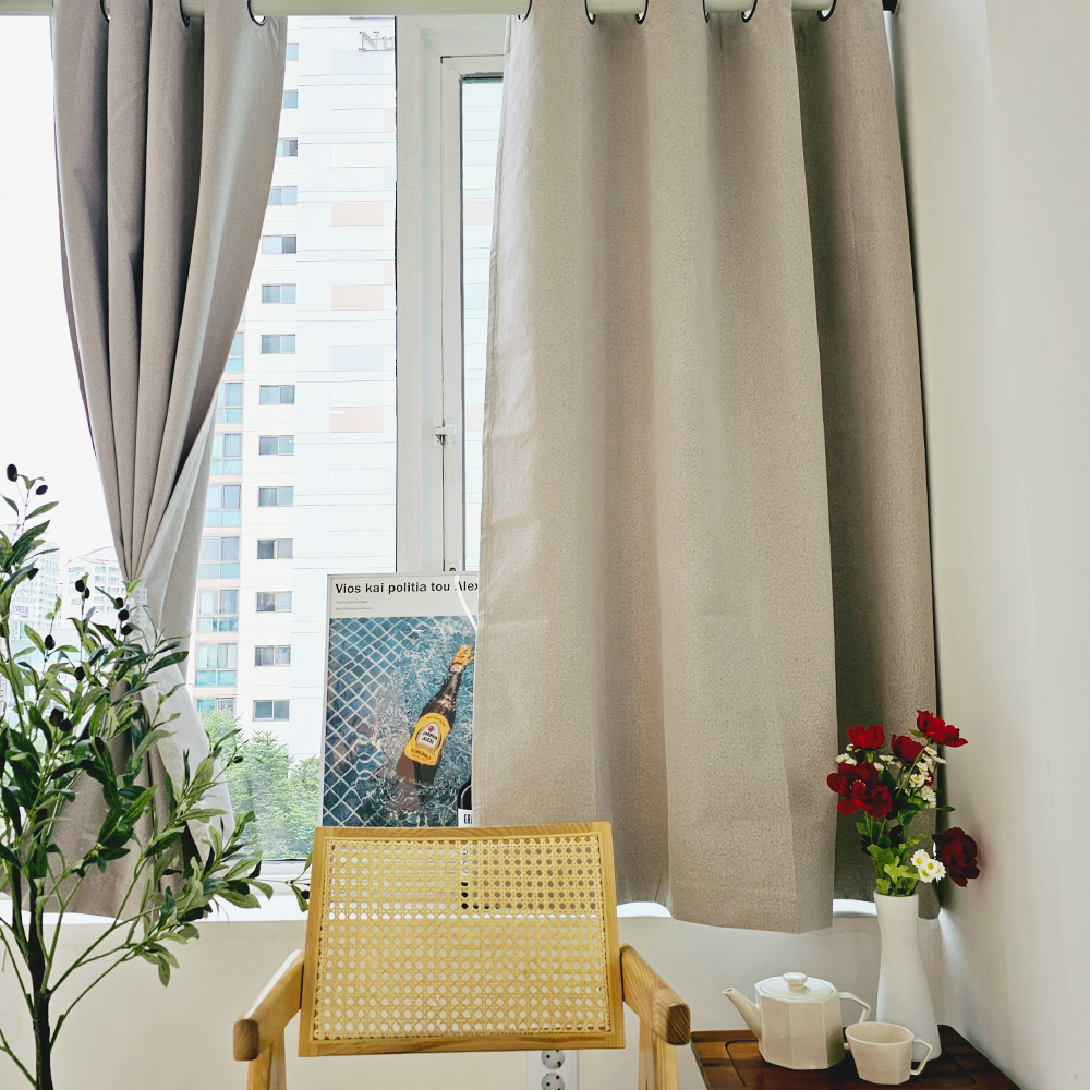 암막커튼 양면동일 완벽차단 아일렛 거실 커텐 2장 한세트 모카베이지, 450x235cm