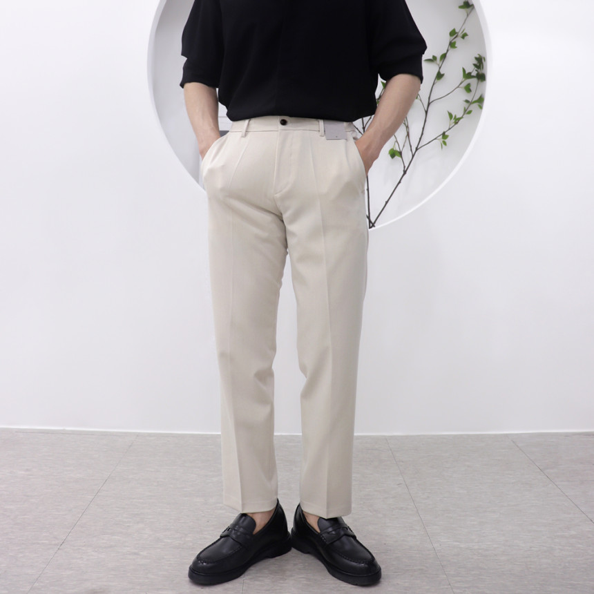테이퍼드핏슬랙스 남자기모밴딩슬랙스 남자겨울정장바지