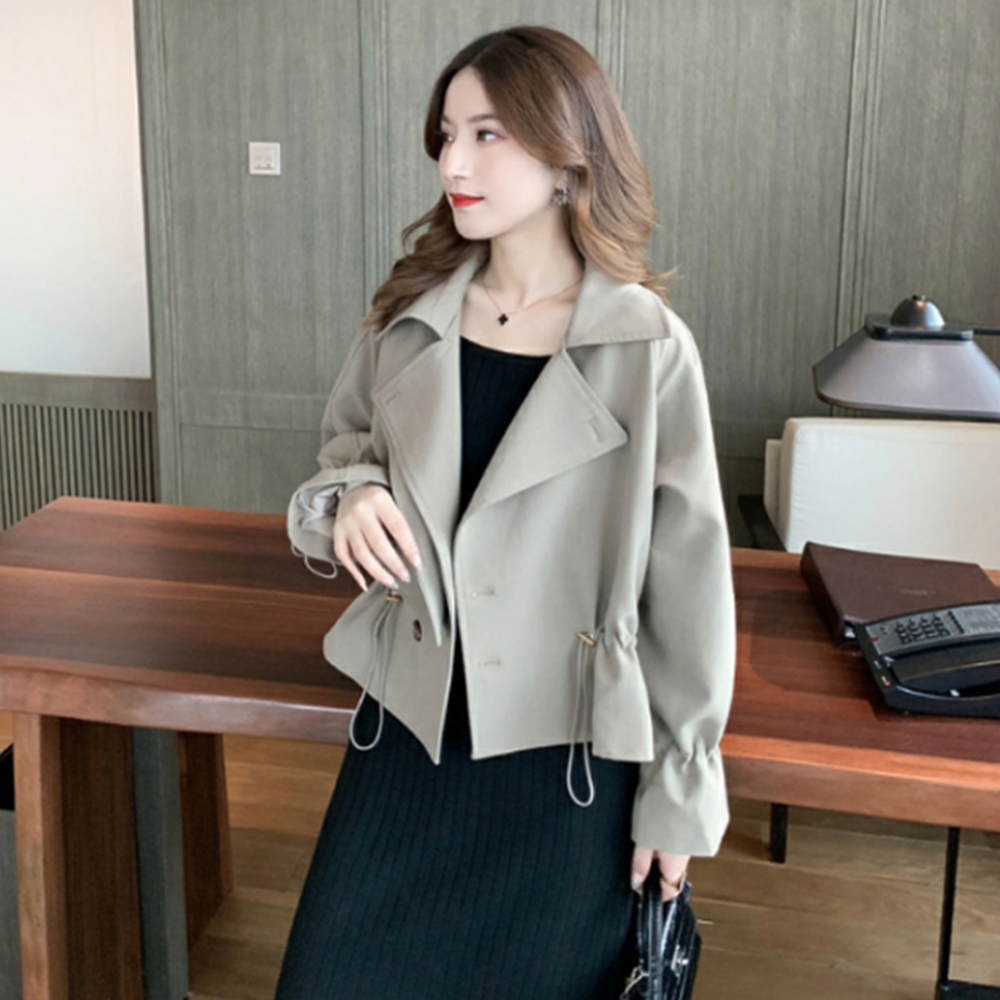 짧은트렌치코트 간절기 얇은 외투 가벼운 여성 반 숏 코트 이미지 2