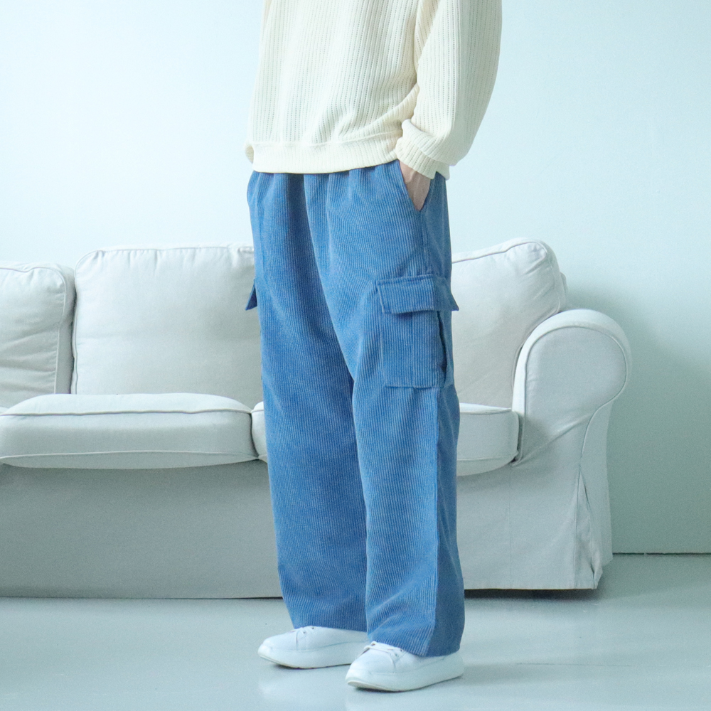 남자와이드팬츠 통큰바지 카고 코듀로이팬츠 남성골덴바지 이미지 4