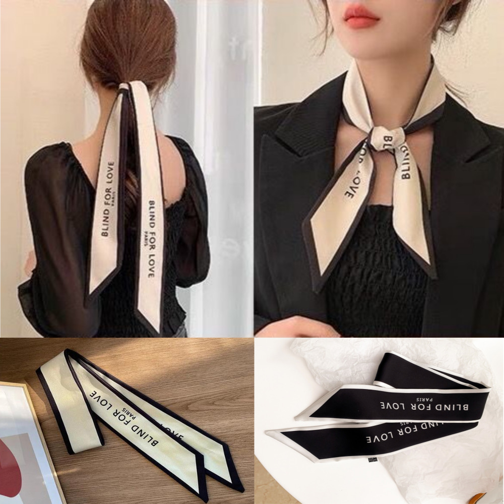 목손수건 쁘띠 실크 반다나 머리끈 스카프 - 상품 이미지
